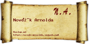 Novák Arnolda névjegykártya